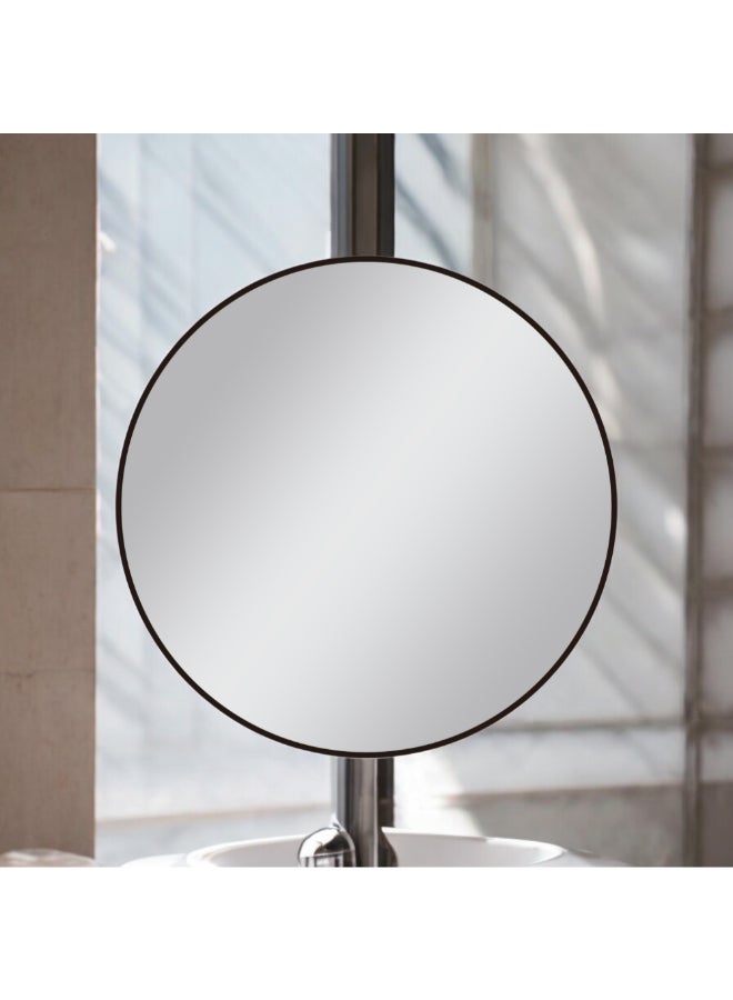 Aqua Drop Elegant Design Round Plain Bathroom Mirror Black 60 cm DWNM60RF-BB - Image 2